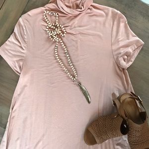Boutique “Wishlist” Babydoll High Neck Nude Dress